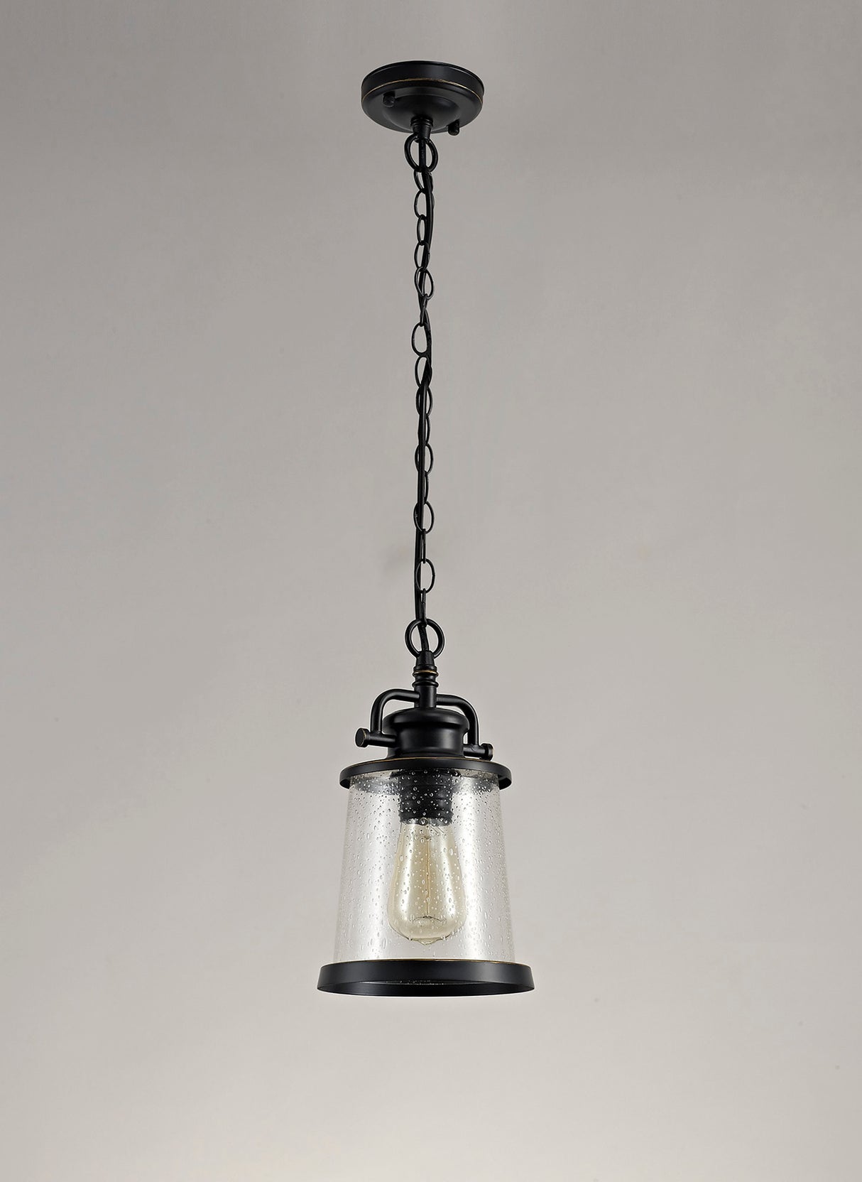 BUB7917 Bubip Pendant 1 Light IP54 Indoor/Outdoor Use in a Black/Gold/Clear Finish