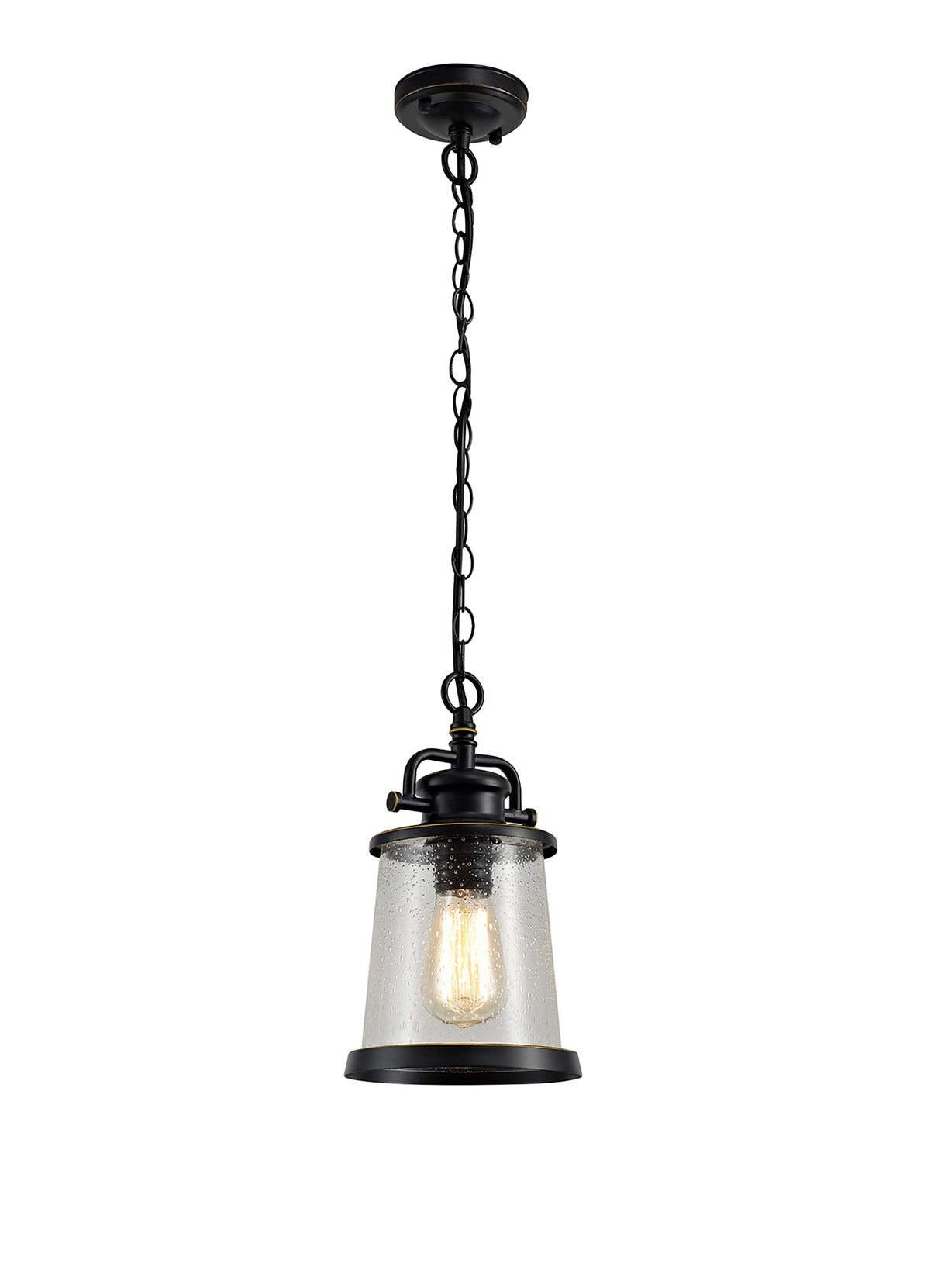 BUB7917 Bubip Pendant 1 Light IP54 Indoor/Outdoor Use in a Black/Gold/Clear Finish