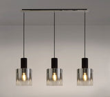 BUN0957 Bunda Linear Pendant 3 Light in a Black/Chrome/Smoke Fade Finish