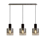 BUN0957 Bunda Linear Pendant 3 Light in a Black/Chrome/Smoke Fade Finish