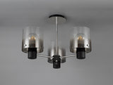 BUN1048 Bunda Semi Flush 3 Light Ceiling Light in a Black/Chrome/Smoke Fade Finish