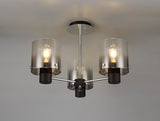 BUN1048 Bunda Semi Flush 3 Light Ceiling Light in a Black/Chrome/Smoke Fade Finish