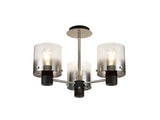 BUN1048 Bunda Semi Flush 3 Light Ceiling Light in a Black/Chrome/Smoke Fade Finish