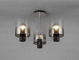 BUN1048 Bunda Semi Flush 3 Light Ceiling Light in a Black/Chrome/Smoke Fade Finish