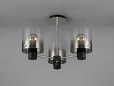 BUN1048 Bunda Semi Flush 3 Light Ceiling Light in a Black/Chrome/Smoke Fade Finish