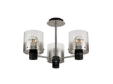 BUN1048 Bunda Semi Flush 3 Light Ceiling Light in a Black/Chrome/Smoke Fade Finish