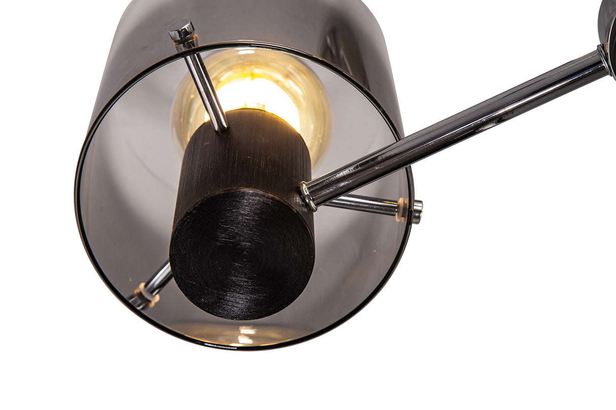 BUN1048 Bunda Semi Flush 3 Light Ceiling Light in a Black/Chrome/Smoke Fade Finish