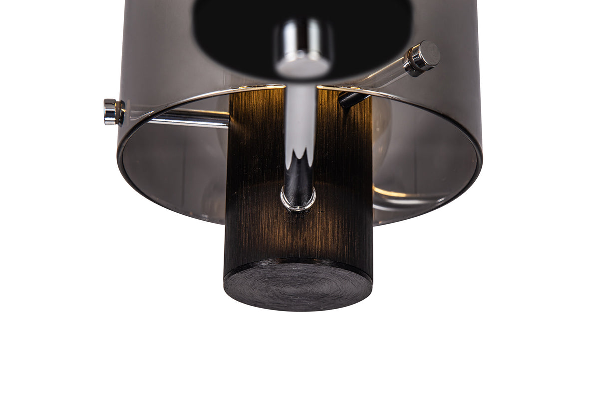 BUN1048 Bunda Semi Flush 3 Light Ceiling Light in a Black/Chrome/Smoke Fade Finish