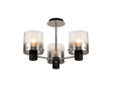 BUN1048 Bunda Semi Flush 3 Light Ceiling Light in a Black/Chrome/Smoke Fade Finish