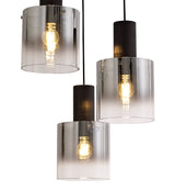 BUN1957 Bunda Round Pendant 3 Light in a Black/Chrome/Smoke Fade Finish