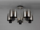 BUN2048 Bunda Semi Flush 5 Light Ceiling Light in a Black/Chrome/Smoke Fade Finish