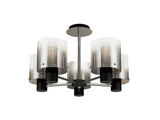 BUN2048 Bunda Semi Flush 5 Light Ceiling Light in a Black/Chrome/Smoke Fade Finish