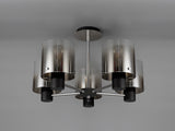 BUN2048 Bunda Semi Flush 5 Light Ceiling Light in a Black/Chrome/Smoke Fade Finish