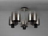 BUN2048 Bunda Semi Flush 5 Light Ceiling Light in a Black/Chrome/Smoke Fade Finish