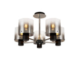 BUN2048 Bunda Semi Flush 5 Light Ceiling Light in a Black/Chrome/Smoke Fade Finish