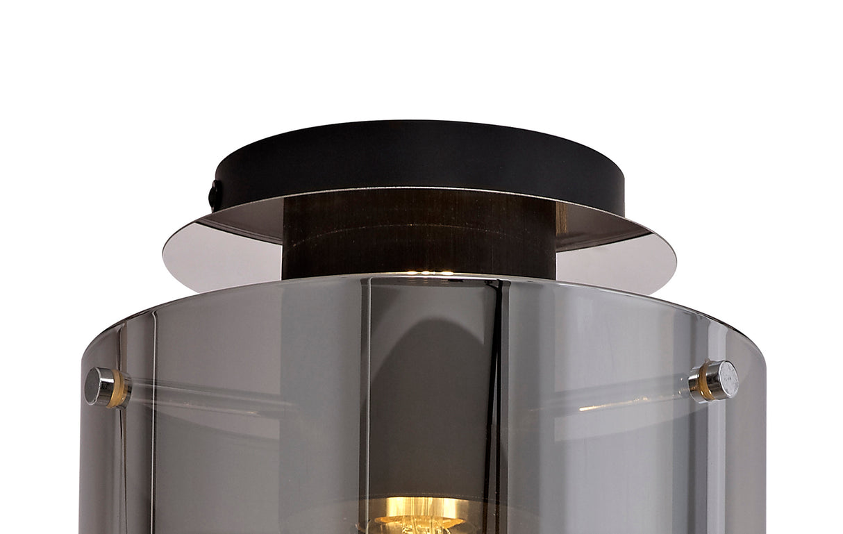 BUN2957 Bunda Round Ceiling 1 Light in a Black/Chrome/Smoke Fade Finish