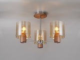 BUN3048 Bunda Semi Flush 3 Light Ceiling Light Mocha/Chrome/Amber