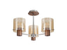 BUN3048 Bunda Semi Flush 3 Light Ceiling Light Mocha/Chrome/Amber