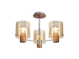 BUN3048 Bunda Semi Flush 3 Light Ceiling Light Mocha/Chrome/Amber