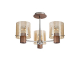 BUN3048 Bunda Semi Flush 3 Light Ceiling Light Mocha/Chrome/Amber