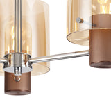 BUN3048 Bunda Semi Flush 3 Light Ceiling Light Mocha/Chrome/Amber