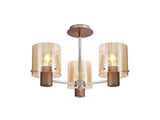 BUN3048 Bunda Semi Flush 3 Light Ceiling Light Mocha/Chrome/Amber