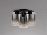 BUN3957 Bunda Round Ceiling 3 Light in a Black/Chrome/Smoke Fade Finish