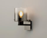 BUN9767 Bunda 1 Light Wall Light in a Black/Chrome/Smoke Fade Finish