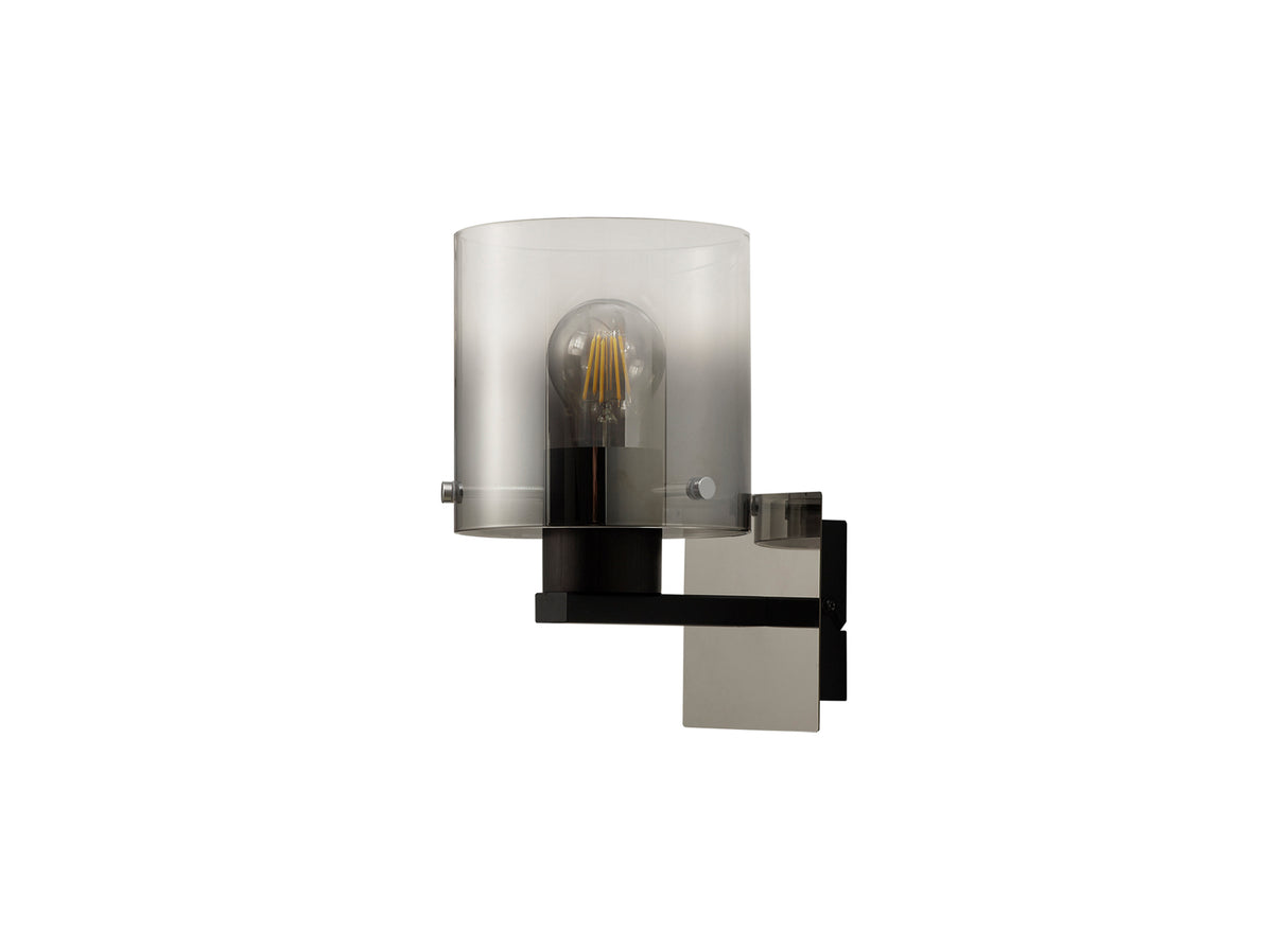 BUN9767 Bunda 1 Light Wall Light in a Black/Chrome/Smoke Fade Finish