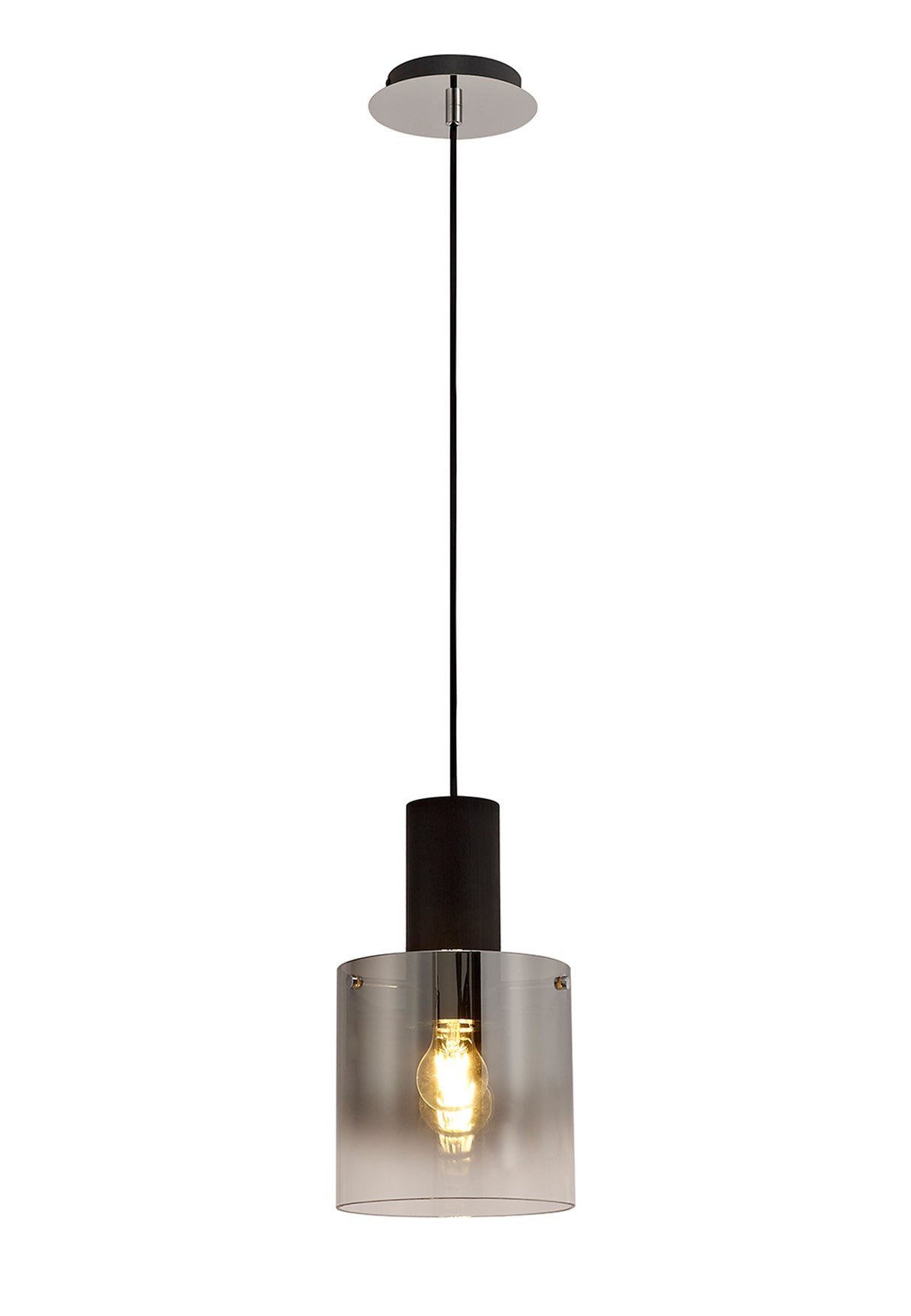 BUN9857 Bunda Pendant 1 Light in a Black/Chrome/Smoke Fade Finish