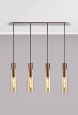 BUN0719 Bunda Slim 4 Light Pendant Mocha/Chrome/Amber