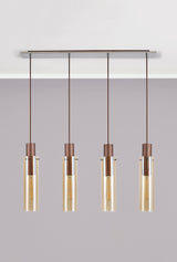 BUN0719 Bunda Slim 4 Light Pendant Mocha/Chrome/Amber