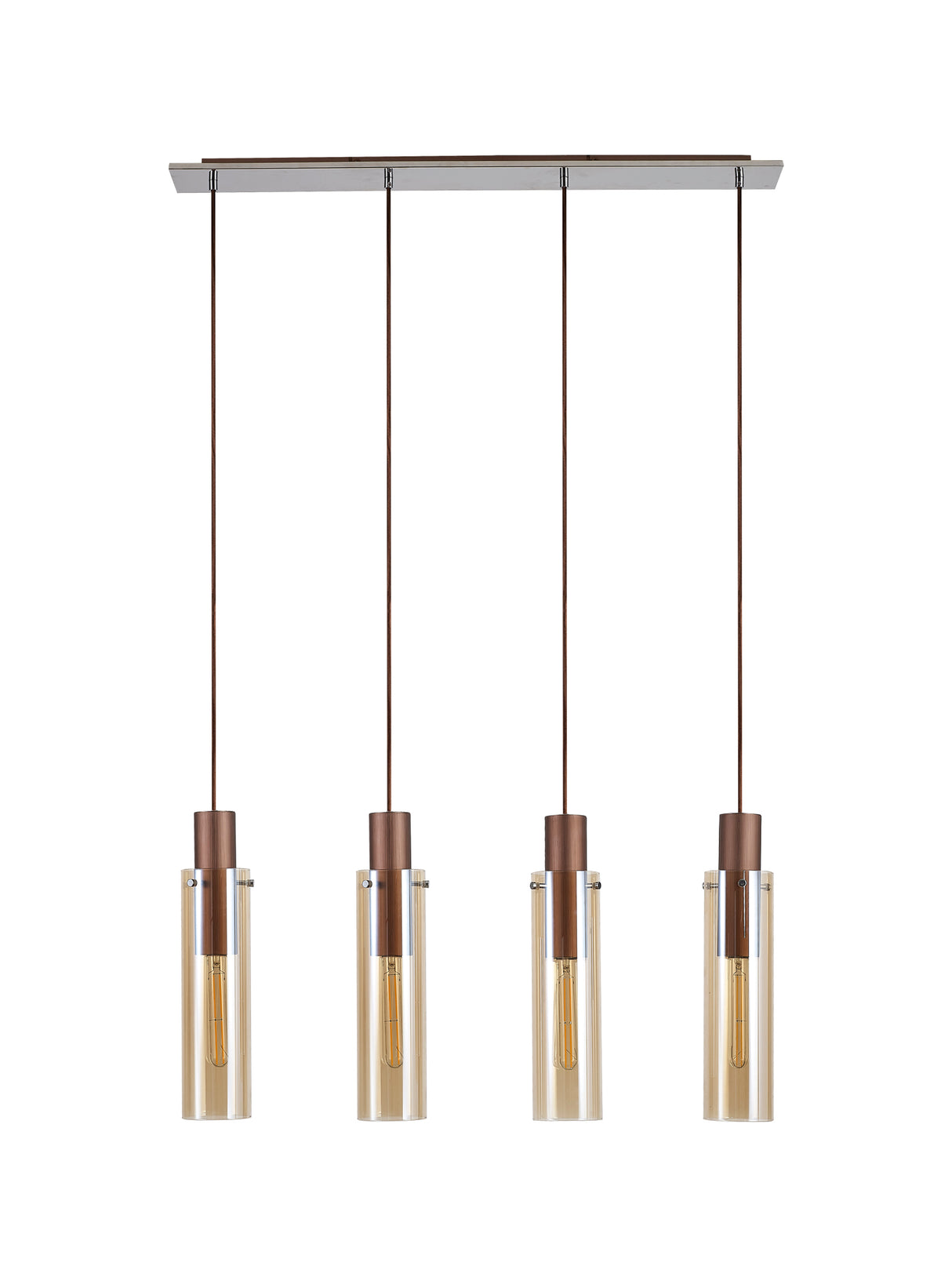 BUN0719 Bunda Slim 4 Light Pendant Mocha/Chrome/Amber