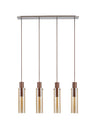 BUN0719 Bunda Slim 4 Light Pendant Mocha/Chrome/Amber