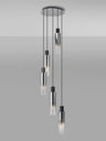 BUN0948 Bunda Slim Round 5 Light Pendant in a Black/Chrome/Smoke Fade Finish