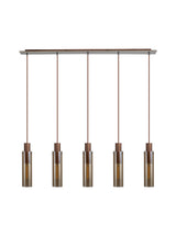 BUN1719 Bunda Slim 5 Light Pendant Mocha/Chrome/Amber