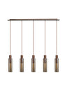 BUN1719 Bunda Slim 5 Light Pendant Mocha/Chrome/Amber