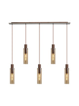 BUN1719 Bunda Slim 5 Light Pendant Mocha/Chrome/Amber