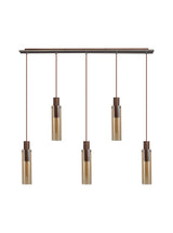 BUN1719 Bunda Slim 5 Light Pendant Mocha/Chrome/Amber