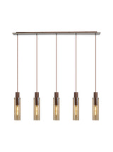 BUN1719 Bunda Slim 5 Light Pendant Mocha/Chrome/Amber