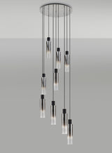 BUN1948 Bunda Slim 9 Light Pendant Black/Chrome/Smoke Fade