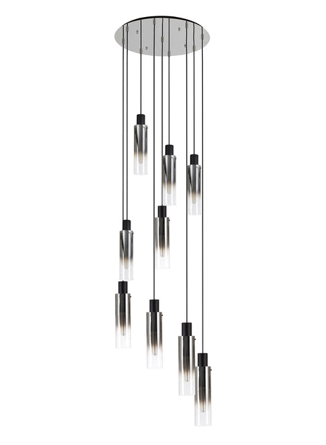 BUN1948 Bunda Slim 9 Light Pendant Black/Chrome/Smoke Fade