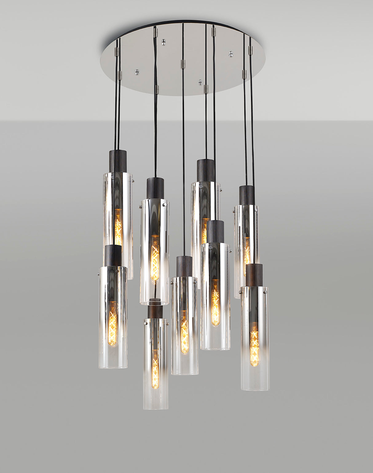 BUN1948 Bunda Slim 9 Light Pendant Black/Chrome/Smoke Fade