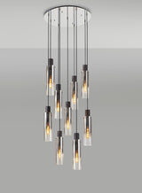 BUN1948 Bunda Slim 9 Light Pendant Black/Chrome/Smoke Fade