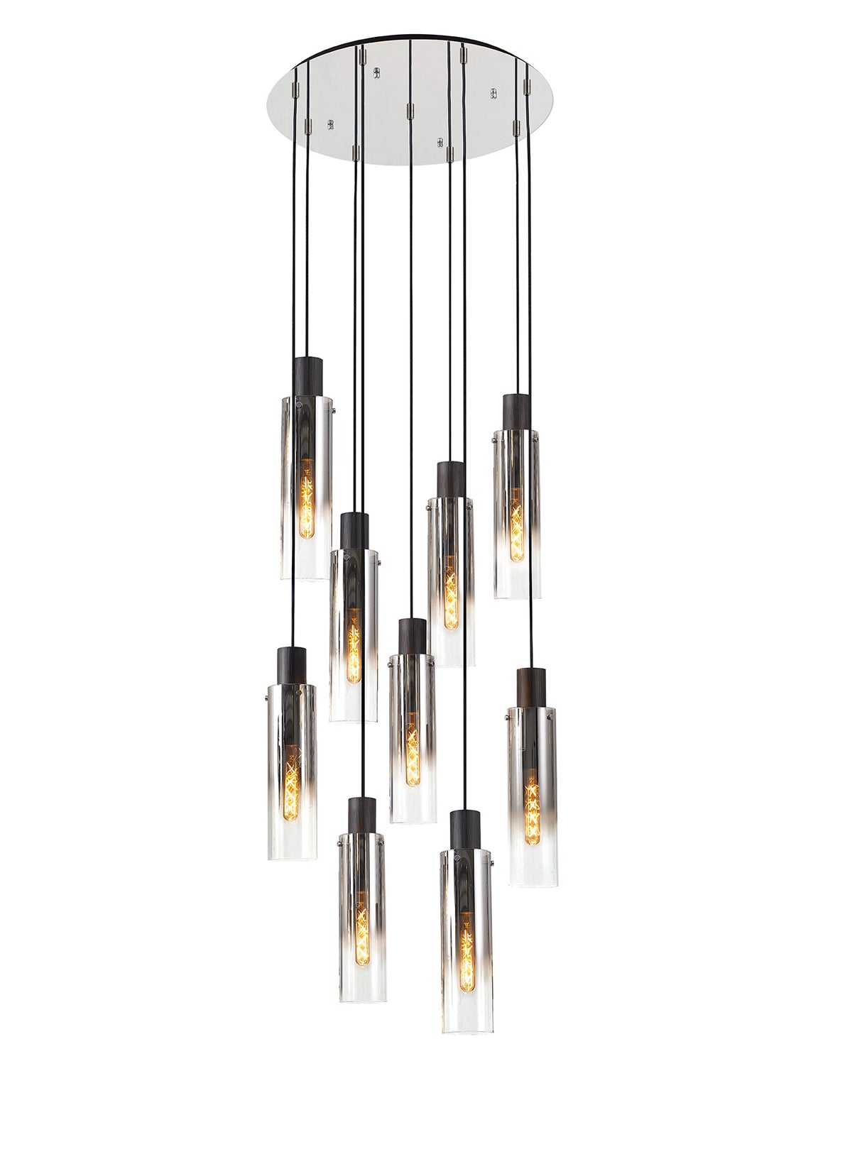 BUN1948 Bunda Slim 9 Light Pendant Black/Chrome/Smoke Fade