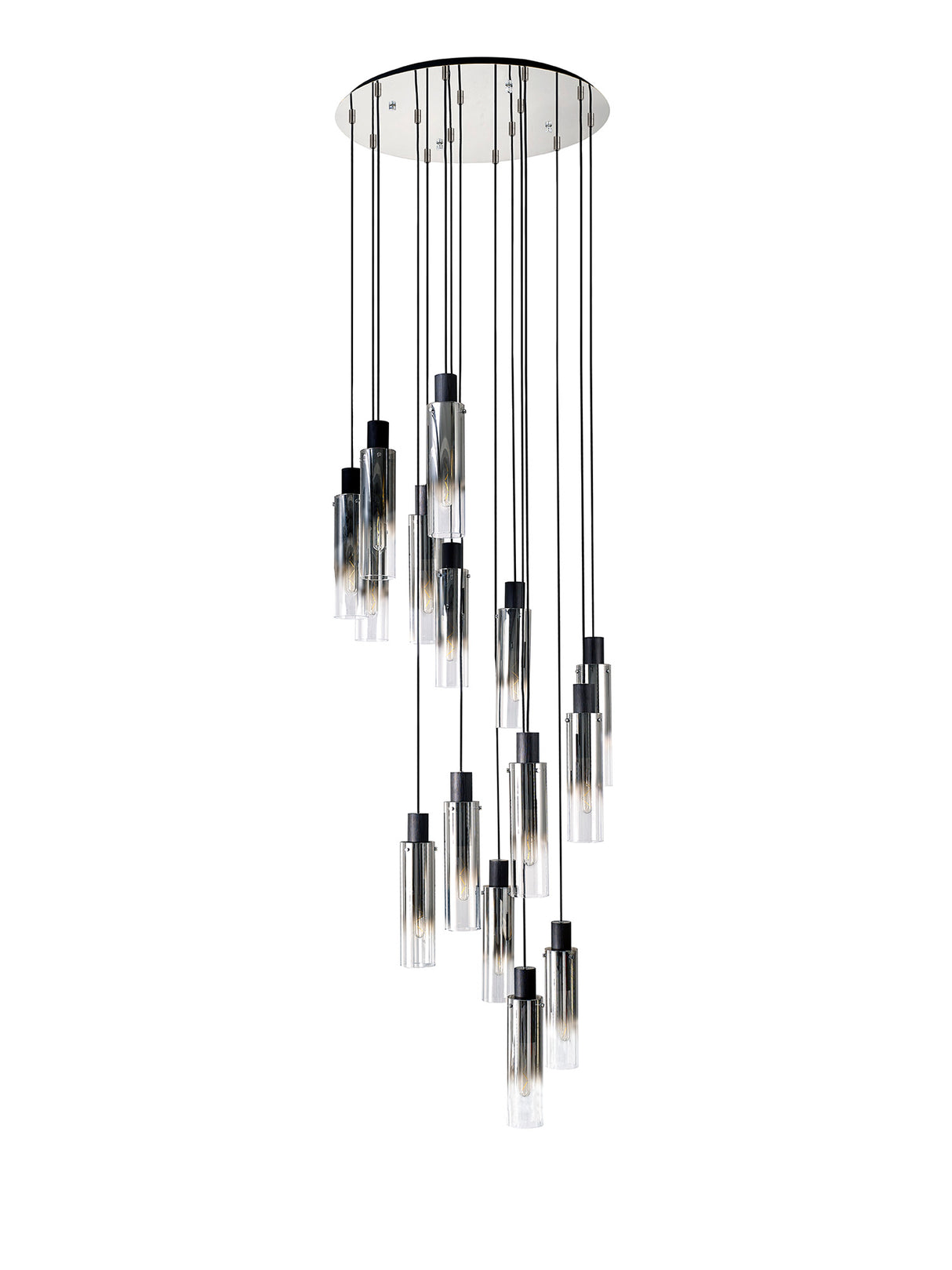 BUN2948 Bunda Slim Round 15 Light Pendant Black/Chrome/Smoke Fade