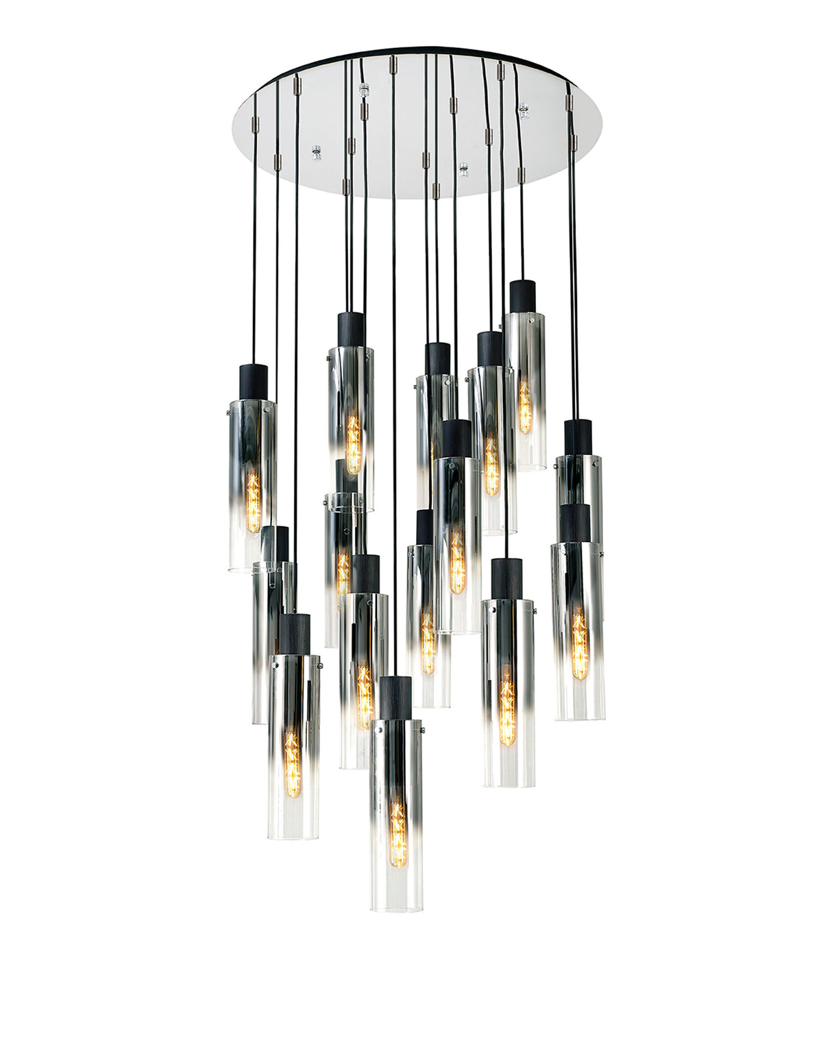 BUN2948 Bunda Slim Round 15 Light Pendant Black/Chrome/Smoke Fade