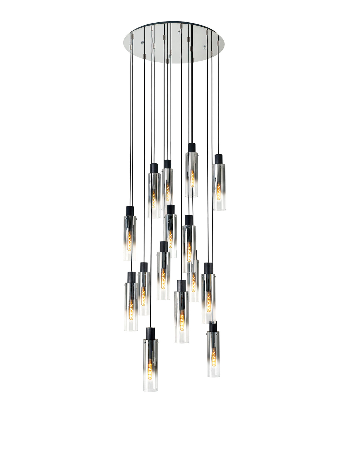 BUN2948 Bunda Slim Round 15 Light Pendant Black/Chrome/Smoke Fade