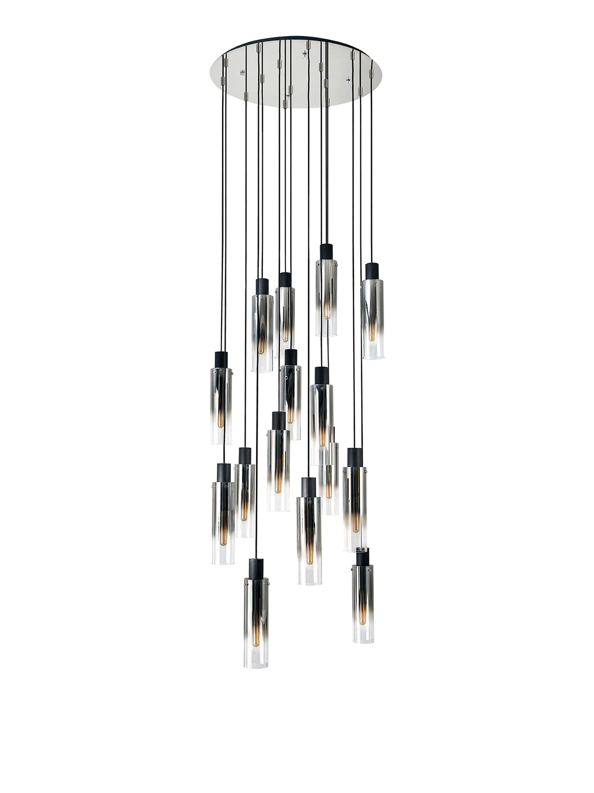 BUN2948 Bunda Slim Round 15 Light Pendant Black/Chrome/Smoke Fade