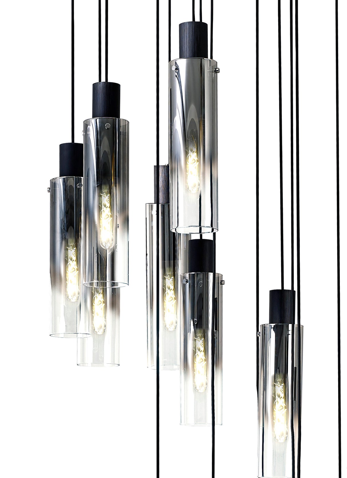 BUN2948 Bunda Slim Round 15 Light Pendant Black/Chrome/Smoke Fade